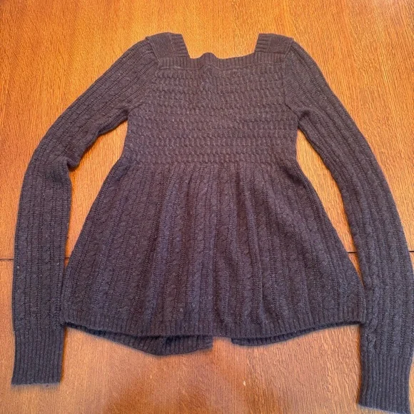Abercrombie & Fitch Women's Brown Babydoll Cardigan, A&F Cable Knit Y2K - Picture 2 of 8